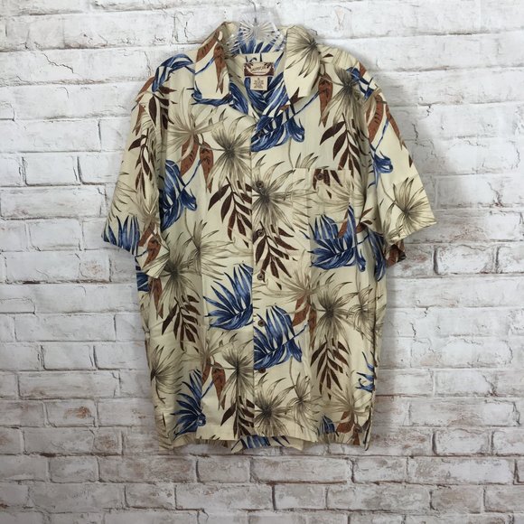 Calypso Joe Men’s Hawaiian Short Sleeve Button Front Shirt Size XL Floral Stamps - Picture 1 of 5